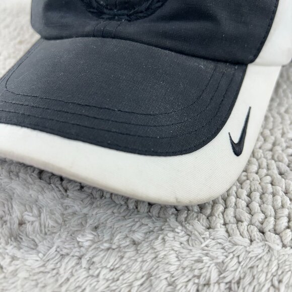 NIKE CADILLAC STRAP BACK GOLF HAT OSFA TWO TONE BLACK WHITE EMBROIDERED GOLFING - Picture 8 of 8